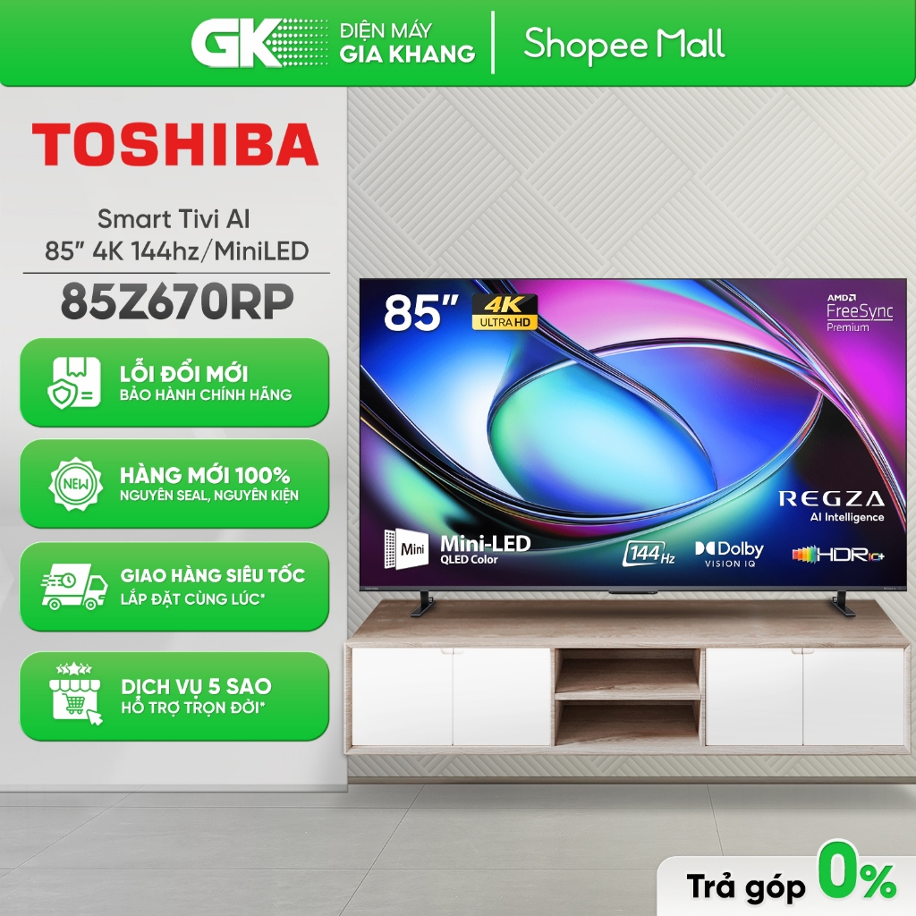 Smart Tivi Mini LED TOSHIBA 4K 85 Inch 85Z670RP [Freeship HCM]