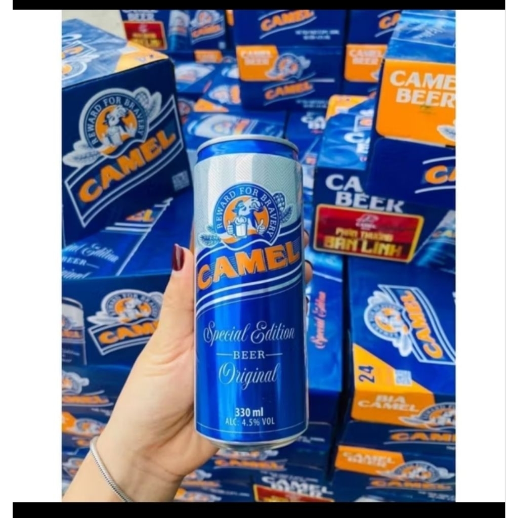 THÙNG 24 LON BIA CAMEL MÀU XANH 24 lon date tháng 2