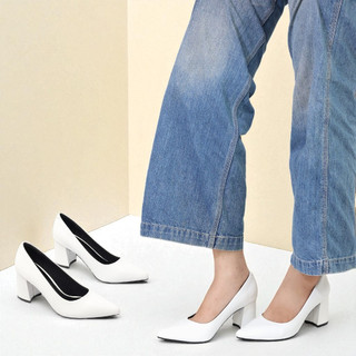 Giày Cao Gót 8cm Đế Vuông Mũi Nhọn Basic P159