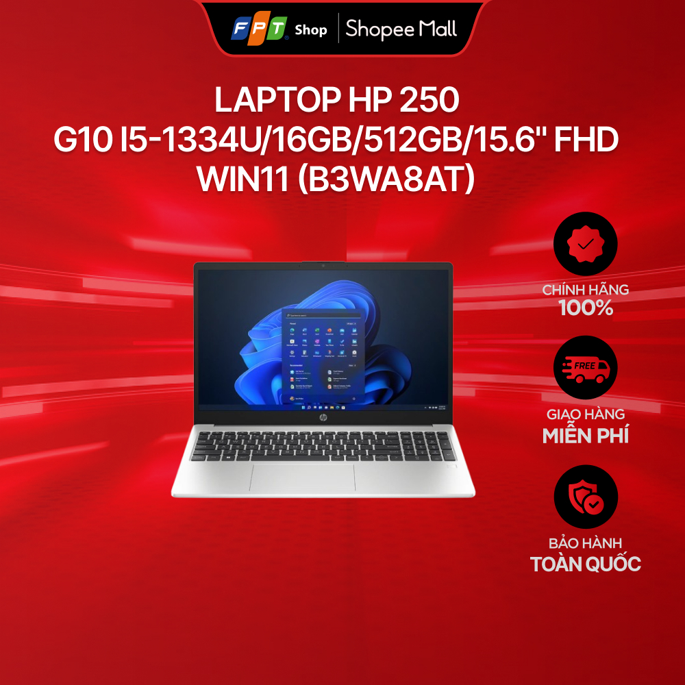 [Chỉ GH tận nơi] Laptop HP 250 G10 i5-1334U/16GB/512GB/15.6" FHD/Win11 (B3WA8AT)