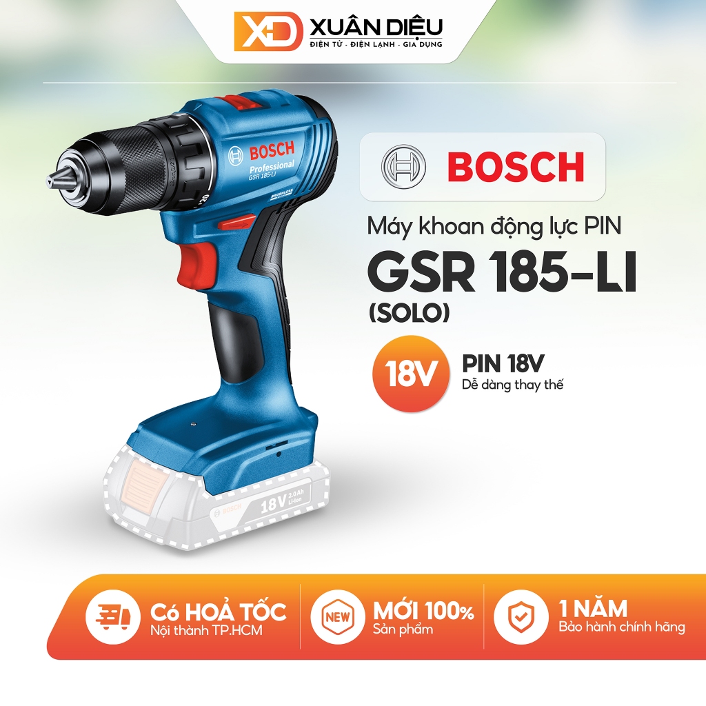 Máy Khoan Vặn Vít Dùng Pin 18V Bosch GSR 185-LI (SOLO)