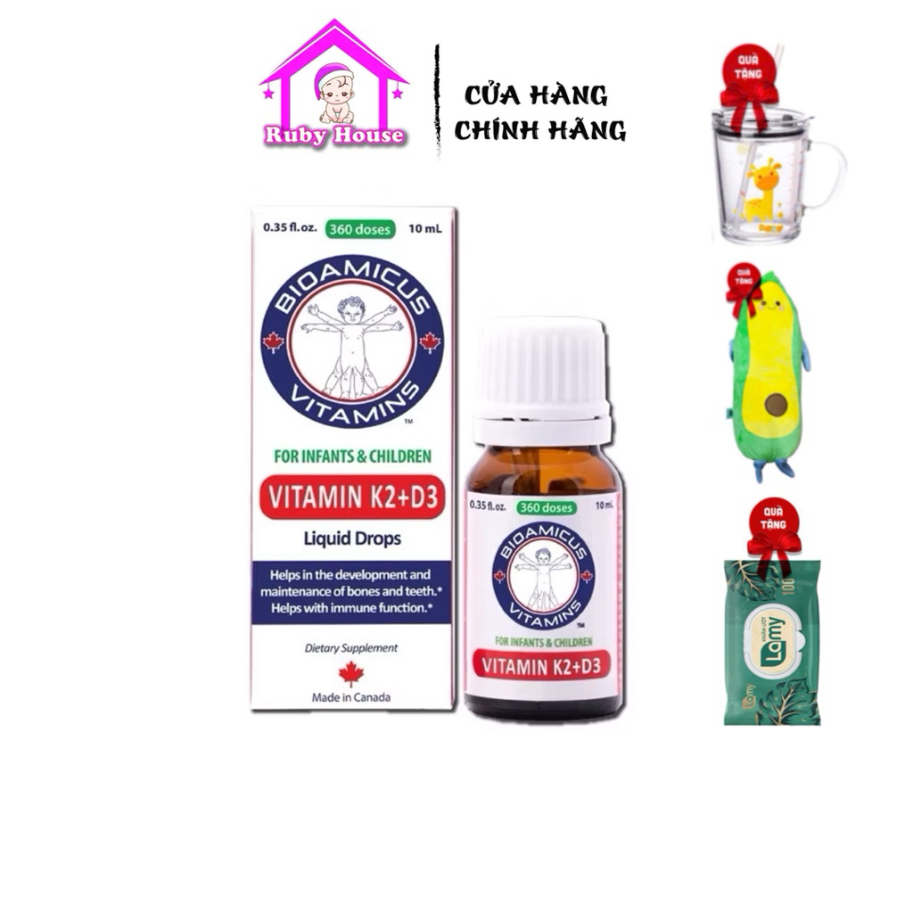 D3k2 Bioamicus chai 10ml nhập khẩu Canada hỗ trợ bé phát triển chiều cao vượt trội