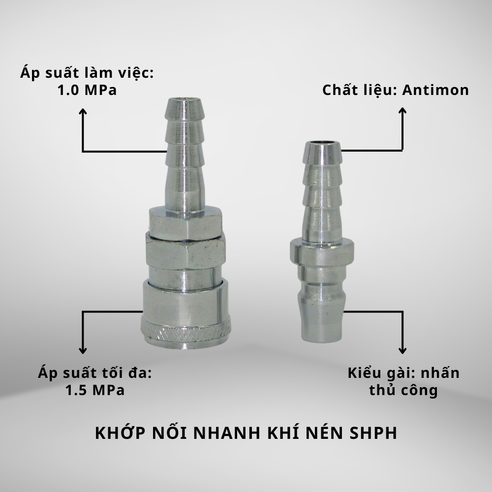 Khớp nối nhanh khí nén SHPH | Nối ống đuôi chuột – Fitting bền, kín khí, dễ lắp