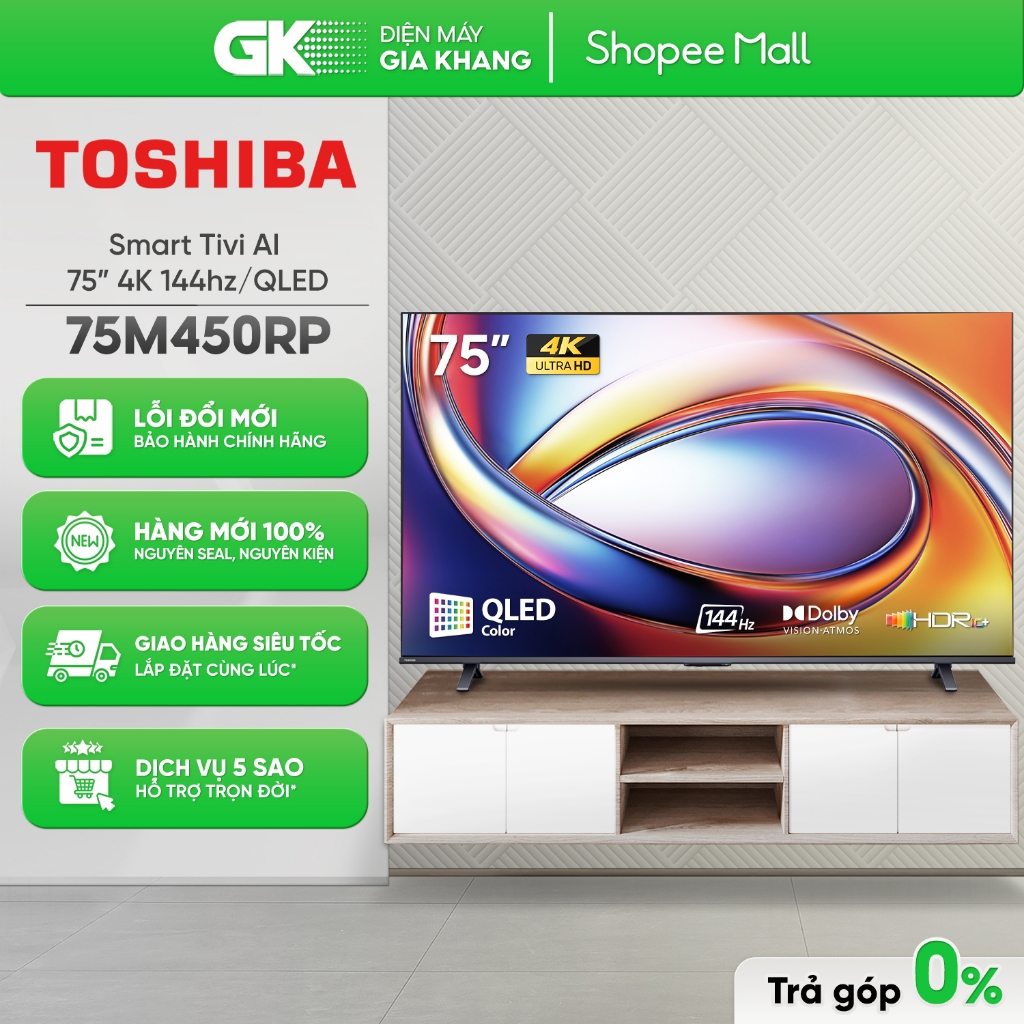 Smart Tivi QLED TOSHIBA  AI 4K 75 Inch 75M450RP [Freeship HCM]