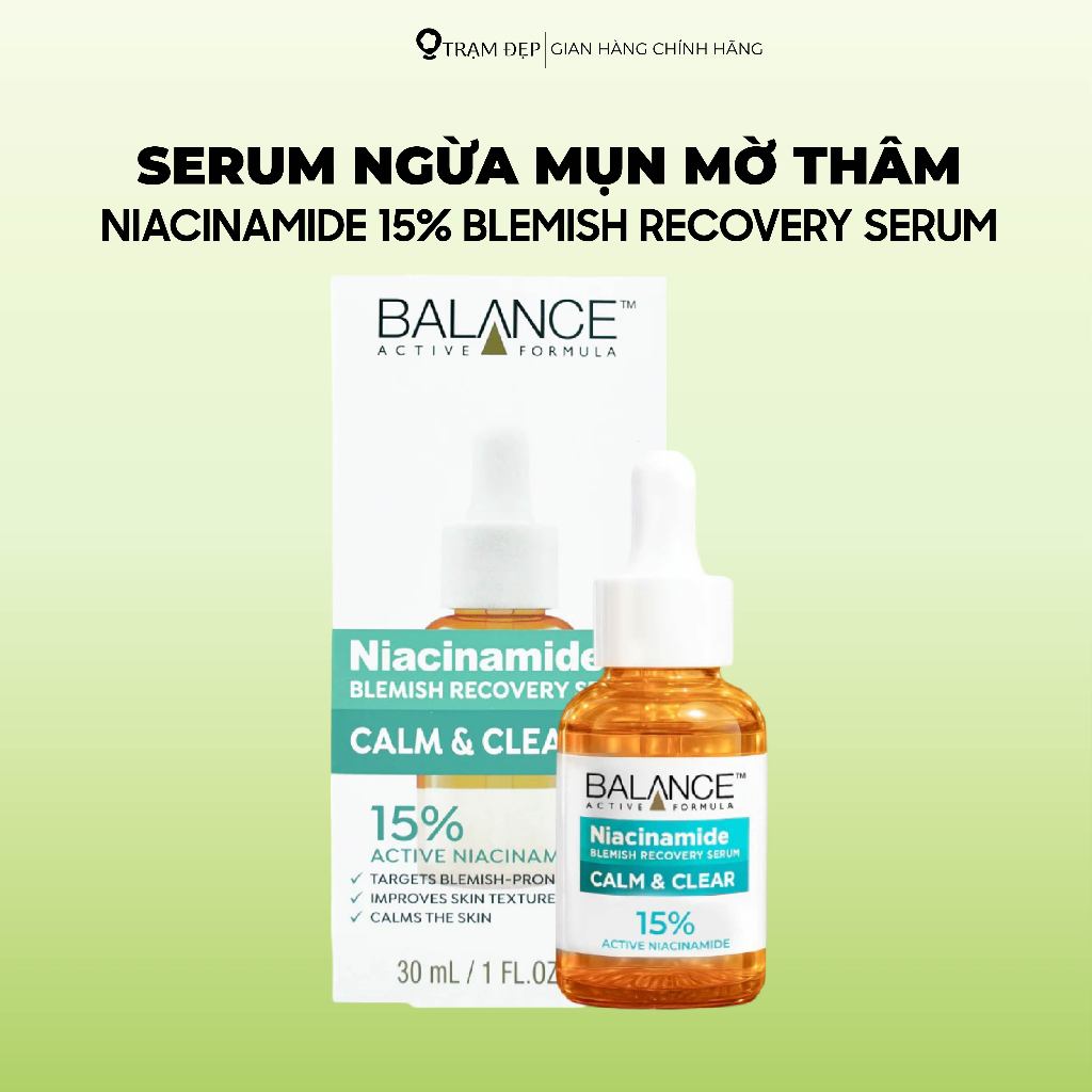 Serum Mờ Thâm và Kiềm Dầu Balance Active Formula Niacinamide 15% Blemish Recovery 30ml