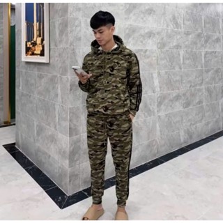 Bộ Quần Áo Nỉ Bông Rằn Ri Mũ 2 Lớp,Bộ Nỉ Ấm Hot Hit 2026 Đủ Size S-XXL