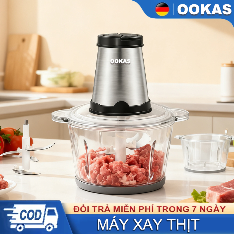 OOKAS Máy Xay Thịt đa Năng Côí Xay Thịt Thuỷ Tinh 3L 4L