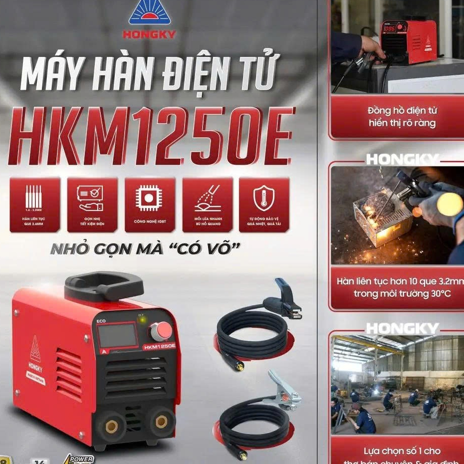 Máy Hàn Que Mini Hồng Ký HKM1250 Chính Hãng | Bảo Hành 12 Tháng | Hàng Việt Nam Cao Cấp