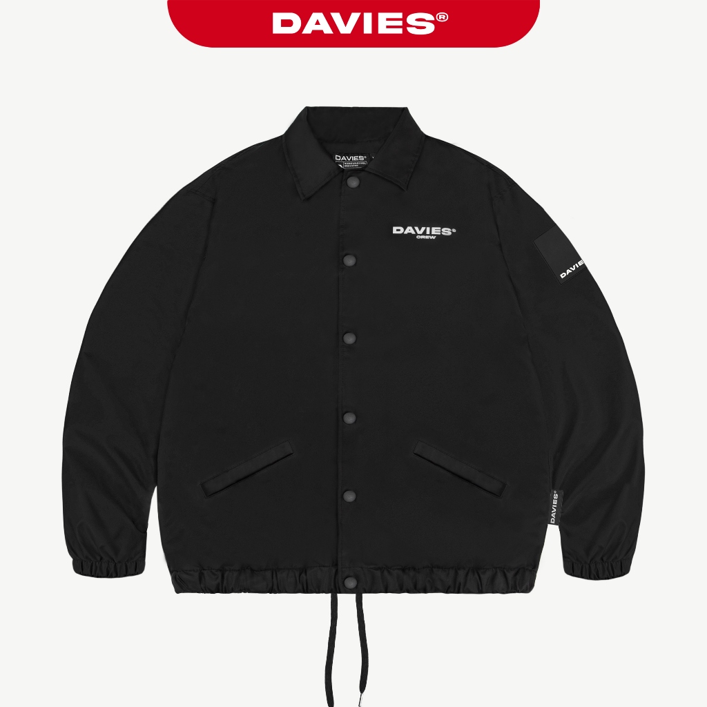 Áo khoác dù nam nữ form rộng DAVIES màu đen hai lớp local brand Crew Jacket