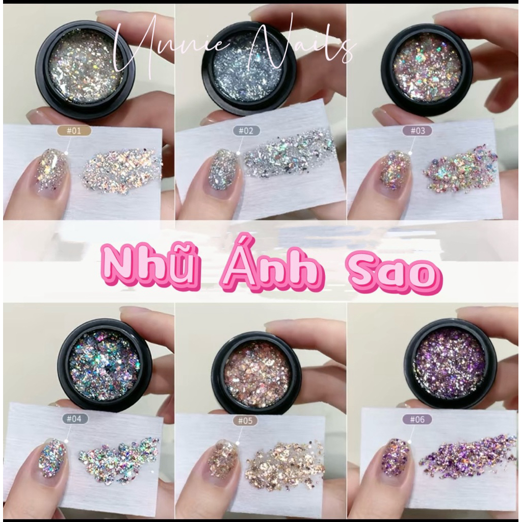 Bộ Nhũ Ánh Sao Đa Kích Cỡ  Annes Chính Hãng , phiên bản mới nhất - Unnie Nails