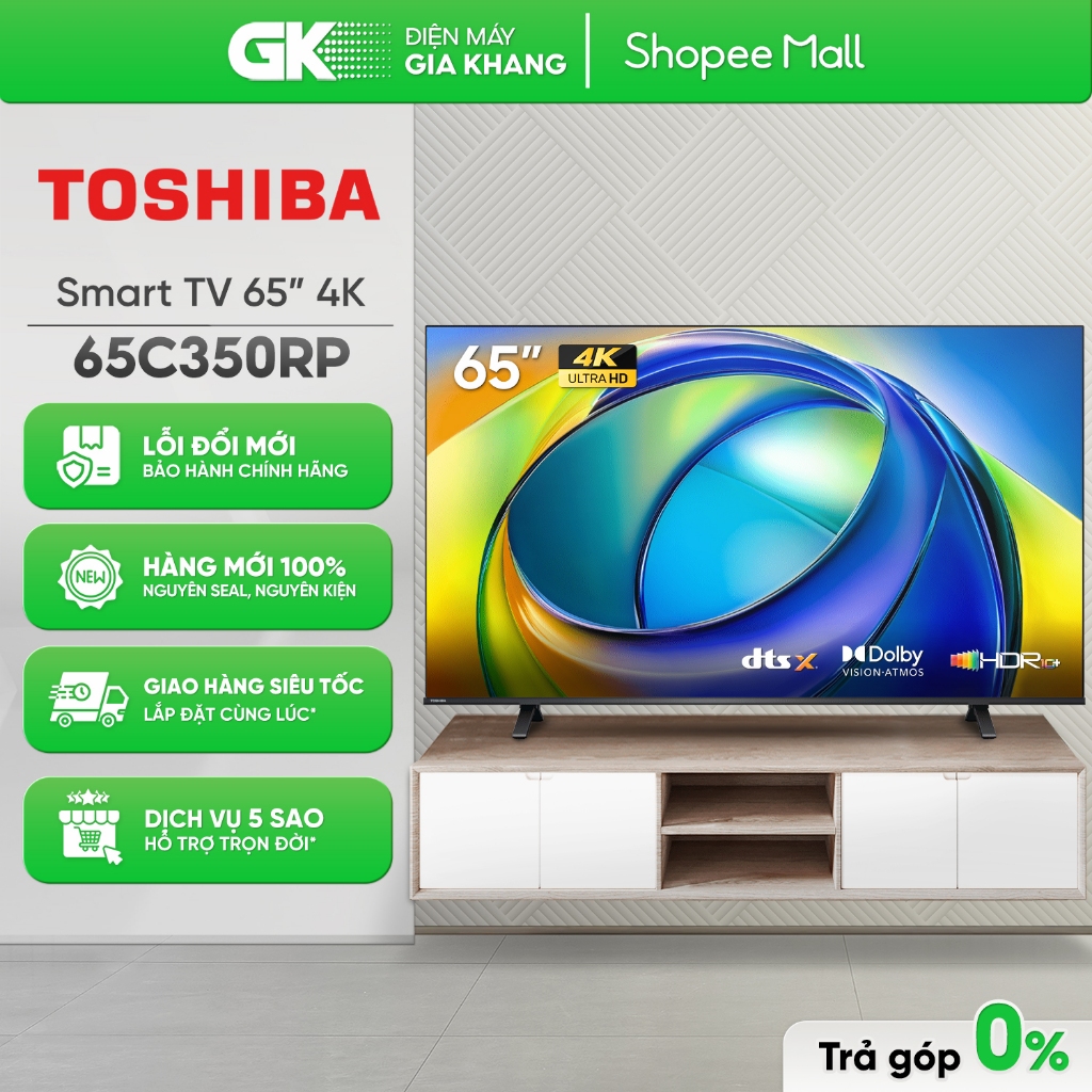 Smart Tivi TOSHIBA AI 4K 65 Inch 65C350RP [Toàn Quốc]
