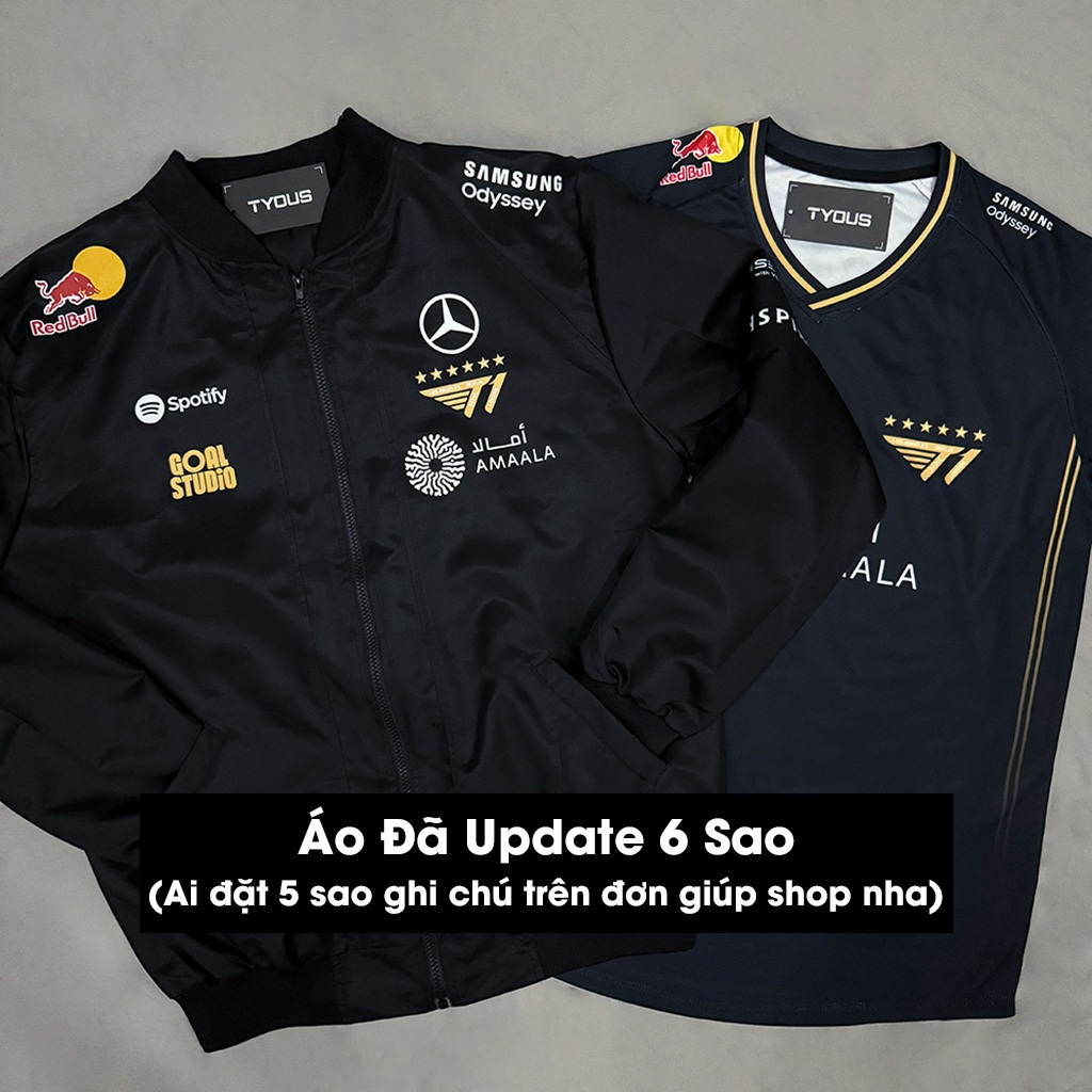 [6 Sao] Áo Khoác Gió T1 CKTG 2025 - Áo Thun T1 CKTG 2025 (Logo in)