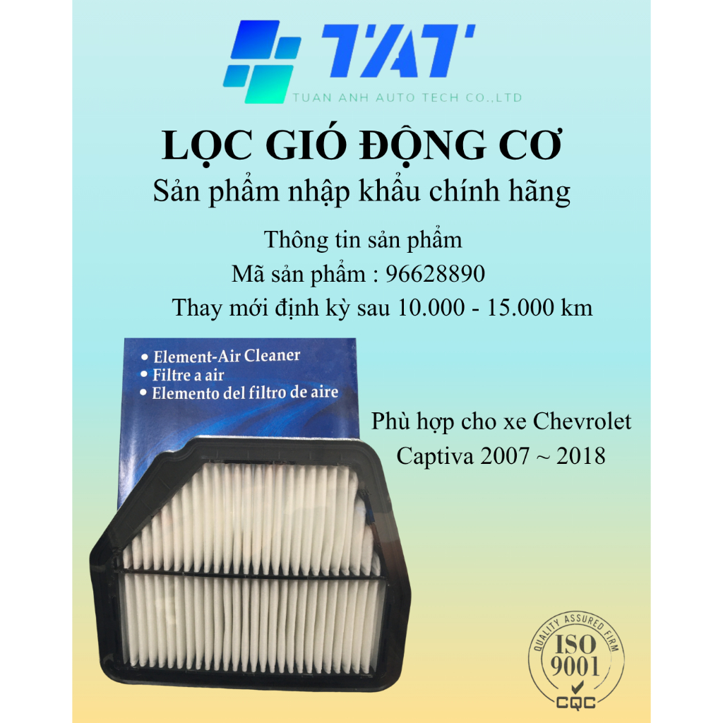 Lọc gió động cơ, lọc gió máy cho xe Chevrolet Captiva 2007–2018 - Mã 96628890 | TAT Filter