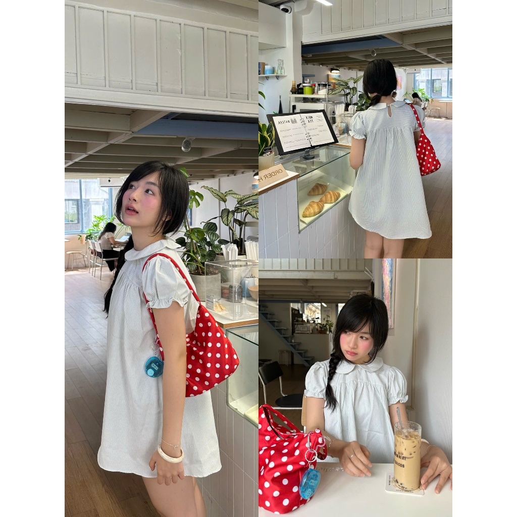 TDT4 - Đầm Baby Doll Tay Phồng Cổ Sen Chất Oxford MARGI DRESS