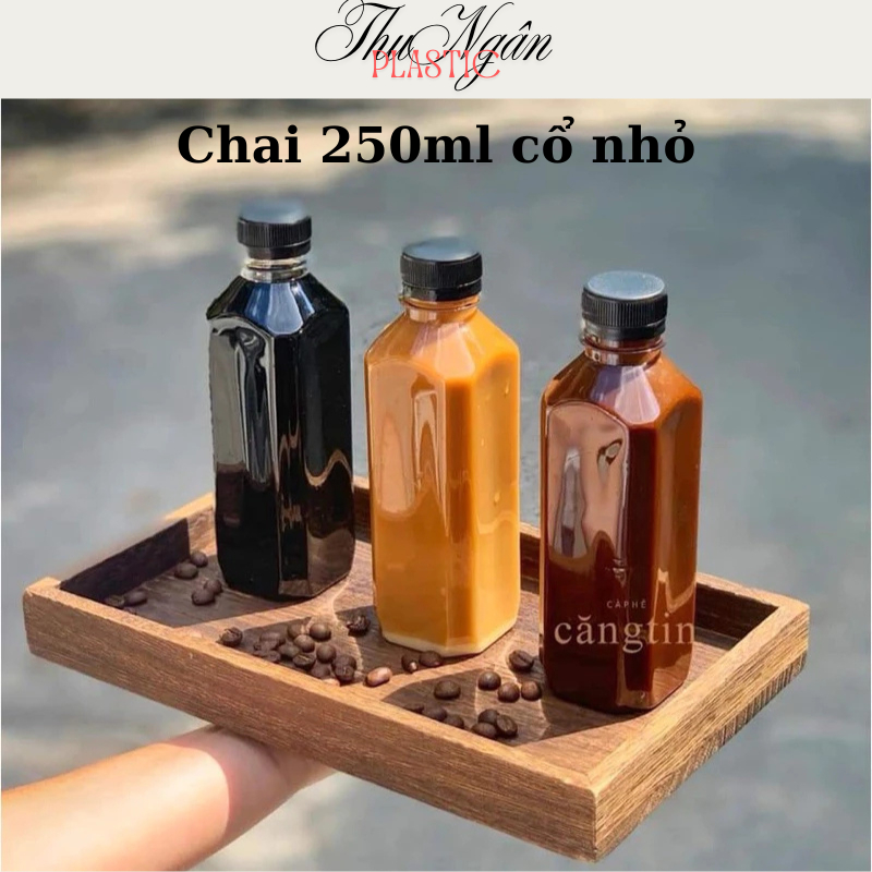Set 20/50 Chai Nhựa Pet Nắp Đen Đựng Trà Sữa, Trà Chanh Dùng 1 Lần Hàng Dày Đẹp Loại 1
