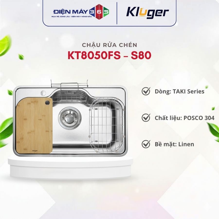 Chậu rửa chén Kluger KT8050FS – S80 Chống Bám Bẩn Dễ Vệ Sinh