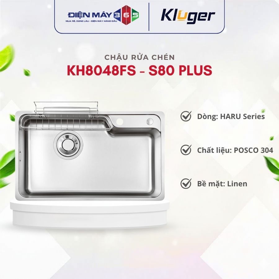 Chậu rửa chén Kluger KH8048FS - S80 Plus Cao Cấp Kèm Phụ Kiện Xả Nước Tiện Dụng