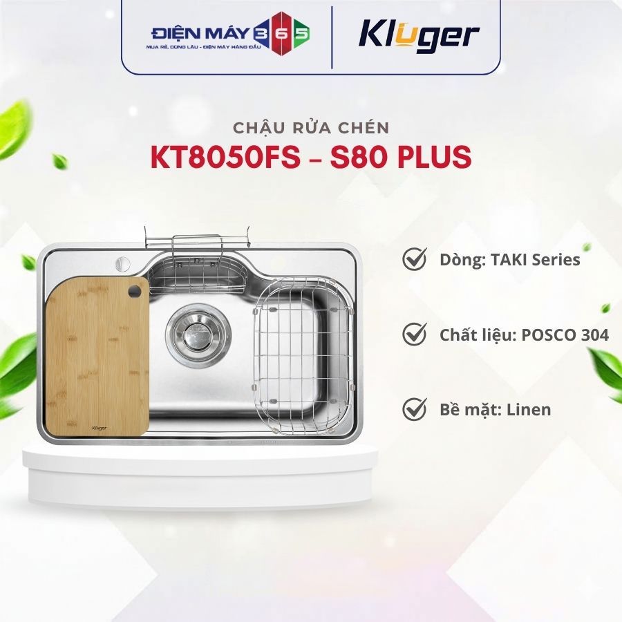 Chậu rửa chén Kluger KT8050FS – S80 Plus Inox 304 Cao Cấp Âm Bàn Thiết Kế Tinh Tế