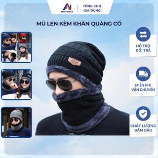  Mũ Len Kèm Khăn Quàng Cổ Nam Nữ Nón Len Trùm Đầu Nam Nữ Mùa Đông Chất Liệu Len Cao Cấp 