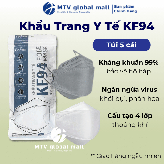 Khẩu Trang Fobelife KF94 Kháng Khuẩn, Chống Bụi Bẩn Túi 5 cái