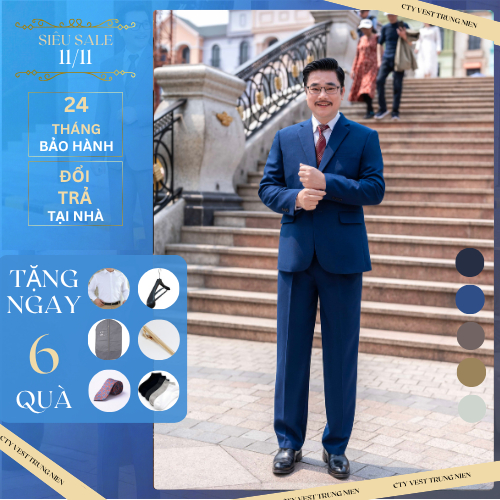 MÃ GIẢM GIÁ POROMAN LUXURY 8686 Bộ Vest trung niên cao cấp hàn, bộ quần áo comple nam trung niên cao