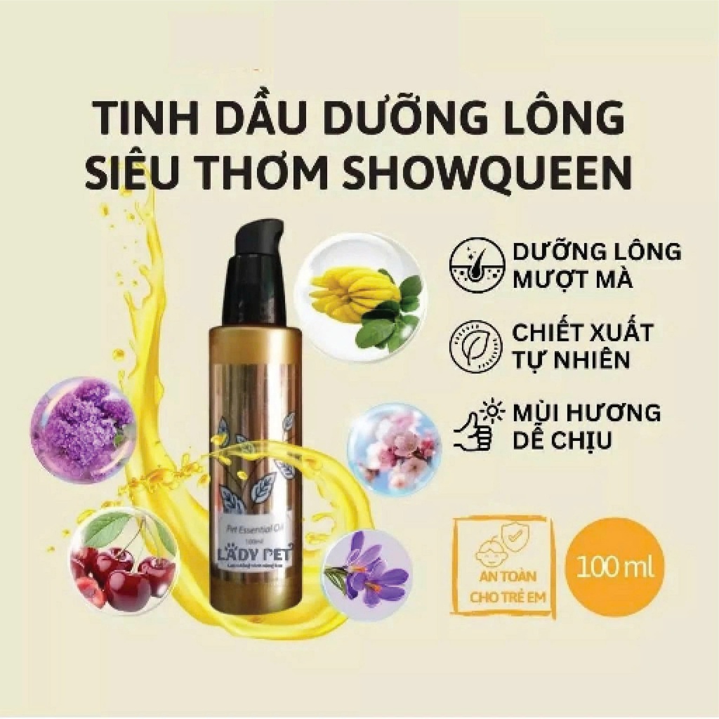 Tinh dầu dưỡng lông cho chó mèo Show Queen 100ml giúp mượt lông và lưu hương thơm cho thú cưng
