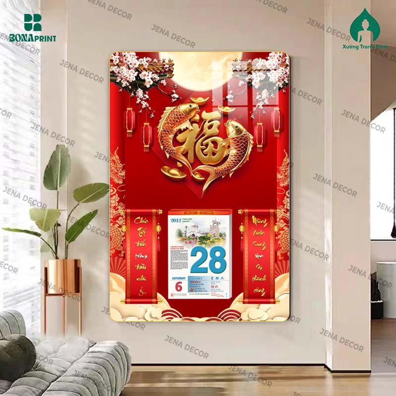 [LỊCH TẾT 2026] Đốc lịch Phúc Lộc thọ tráng gương, đốc lịch gỗ tráng gương đẹp nhất 2026