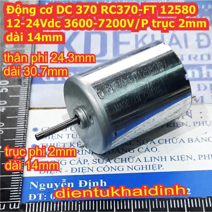 2 cái Động cơ DC 370 RC370-FT 12580 12-24Vdc 3600-7200V/P trục 2mm dài 14mm kde8456