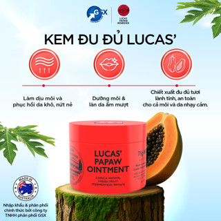  Lucas Papaw's Ointment 75G - Hộp Kem Dưỡng Đu Đủ Tươi Úc Giúp Dưỡng Môi Giảm Khô Nứt Da An Toàn Cho Da Nhạy Cảm 