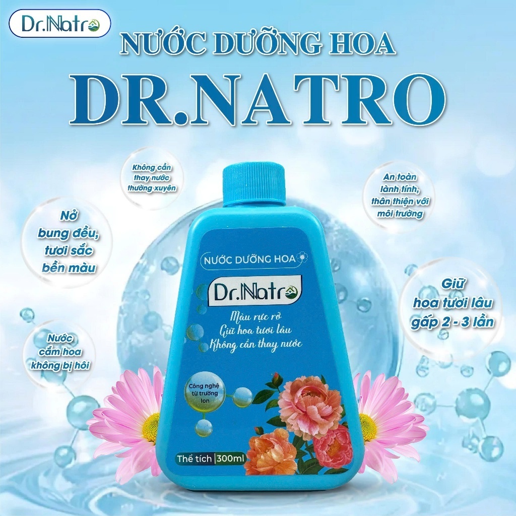 Chai Nước Dưỡng Hoa Dr.Natro Giữ Hoa Tươi Lâu, Sạch Nước, Không Mùi Thành Phần Hữu Cơ 300ml