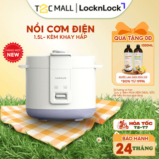  Nồi Cơm Điện LocknLock One-Switch Rice Cooker 1.5L Kèm Khay Hấp Đa Năng Chính Hãng EJR442IVY -T2CMALL 