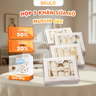  Hộp 5 Khăn Sữa Muslin 2 Lớp Gee Kiluta – Lau Mặt Kháng Khuẩn Cho Bé Sơ Sinh Mềm Mịn Thấm Hút Tốt 30x30cm SKULD 