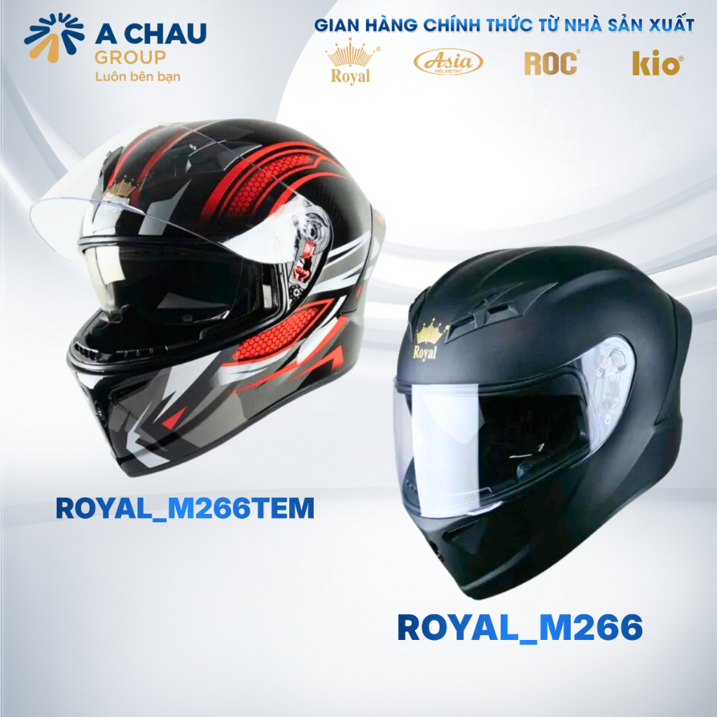 [Series] Mũ Bảo Hiểm Fullface Royal M266 Và M266 Tem , Nón Bảo Hiểm Moto Nhựa Abs Cao Cấp Chính Hãng