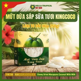   15.01  Mứt Dừa Sáp KING COCO Sấy Dẻo Sữa Tươi | Đặc Sản Trà Vinh | Loại 1 to dài ít ngọt  Hộp 250g túi ép chân 
