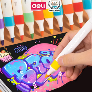 Bút Acrylic Marker Deli Vẽ Đa Chất Liệu, Tăng 80% Mực DIY Gỗ, Sứ, Thủy Tinh, Giày, Vải