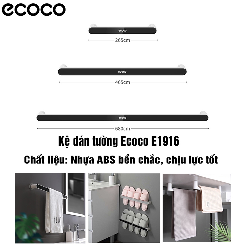 Kệ dán tường Ecoco E1916 Giải pháp lưu trữ thông minh cho phòng tắm & phòng bếp hiện đại
