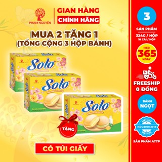   MUA 2 TẶNG 1  HỘP QUÀ TẾT 2026  Tổng cộng 3 Hộp Bánh bông lan kem Solo Phạm Nguyên mix 2 vị Bơ Sữa và Lá Dứa 324g 