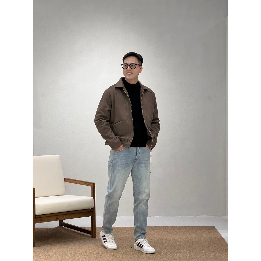 Áo khoác Da lộn nam BADASS cao cấp,  Khóa kéo Trơn ADLOL610 | BigBuy360 - bigbuy360.vn