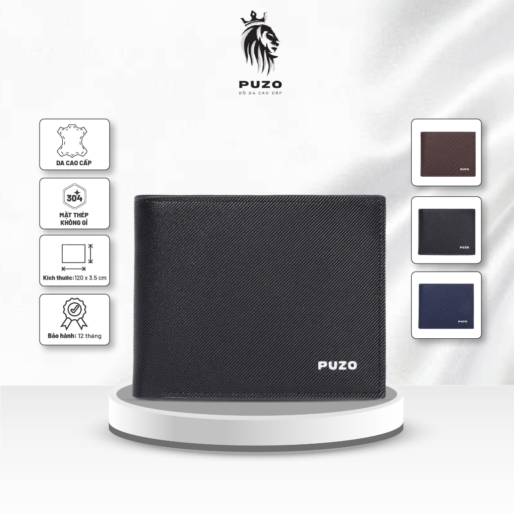 Ví da nam PUZO cao cấp thiết kế sang trọng, mỏng gọn, bền đẹp, tiện lợi phù hợp làm quà tặng mã VD26