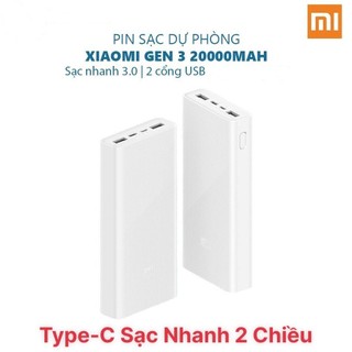  Pin sạc dự phòng Xiaomi Gen 3 20000mAh 18W - Pin dự phòng Xiaomi 20000 mAh 18W-Cổng Type-C sạc 2 chiều 