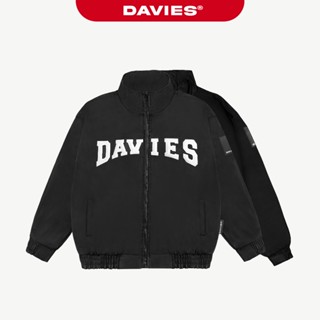  Áo khoác chần bông nam nữ DAVIES thêu nổi màu đen form rộng dù kháng nước Label Cotton-Padded Jacket local brand 