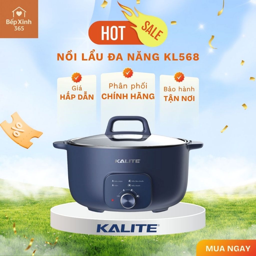 Lẩu Đa Năng KALITE KL568/KL568-S – 3 L, Công Suất 1 400 W, Nấu Lẩu, Hầm, Nướng, Gia Đình