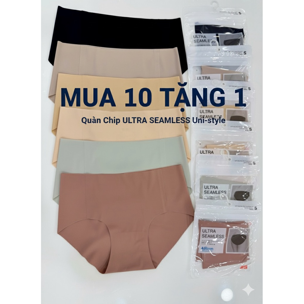 (Mua 10 tặng 1)Quần chip/lót UNi Xuất dư-quần ko đường viền, đóng túi zip từng cái