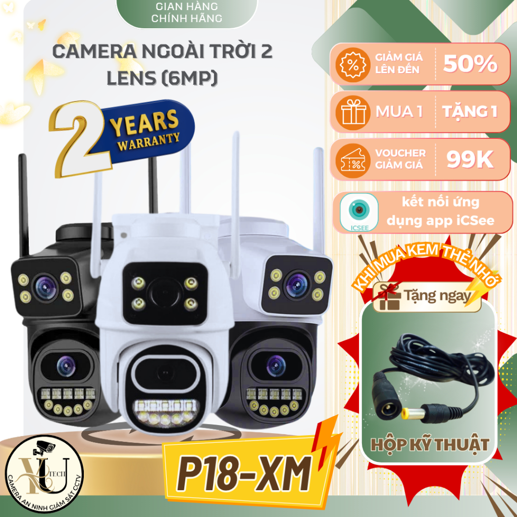 Camera iCSee P18-XM Camera 2 mắt 2 khung hình - đàm thoại 2 chiều - giám sát theo dõi từ xa
