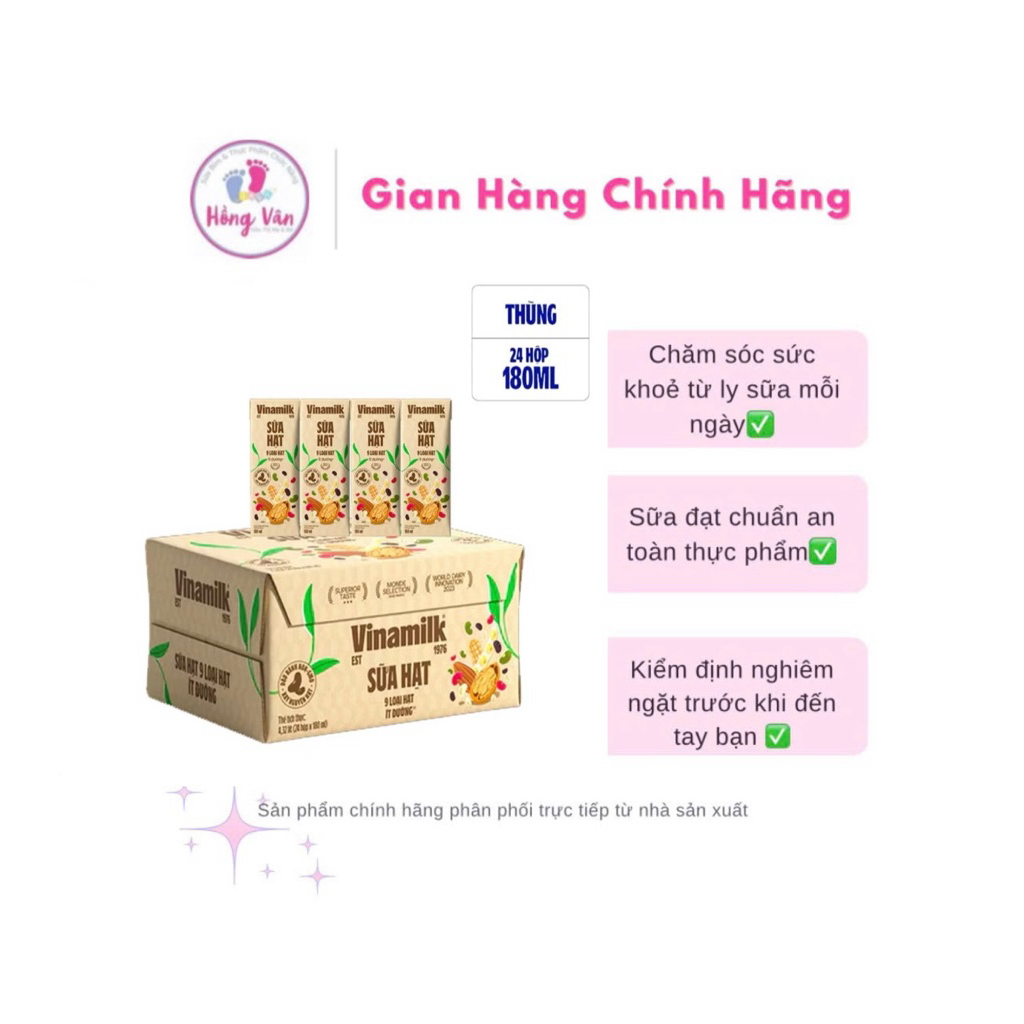{Hot} Sữa Hạt Vinamilk 9 loại hạt ít đường 180ml