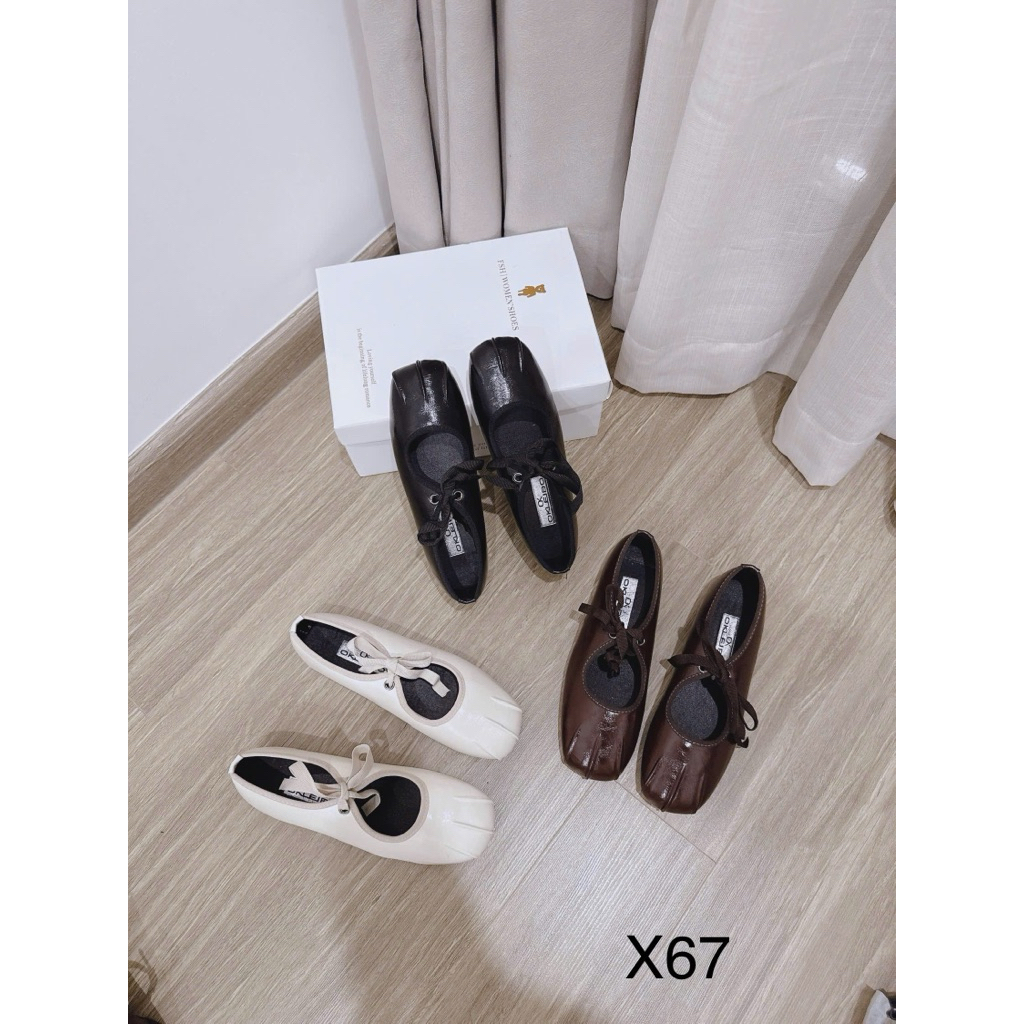 GIÀY BÚP BÊ DA BÓNG MŨI VUÔNG DẬP LY KHOÁ DÂY🐡X67