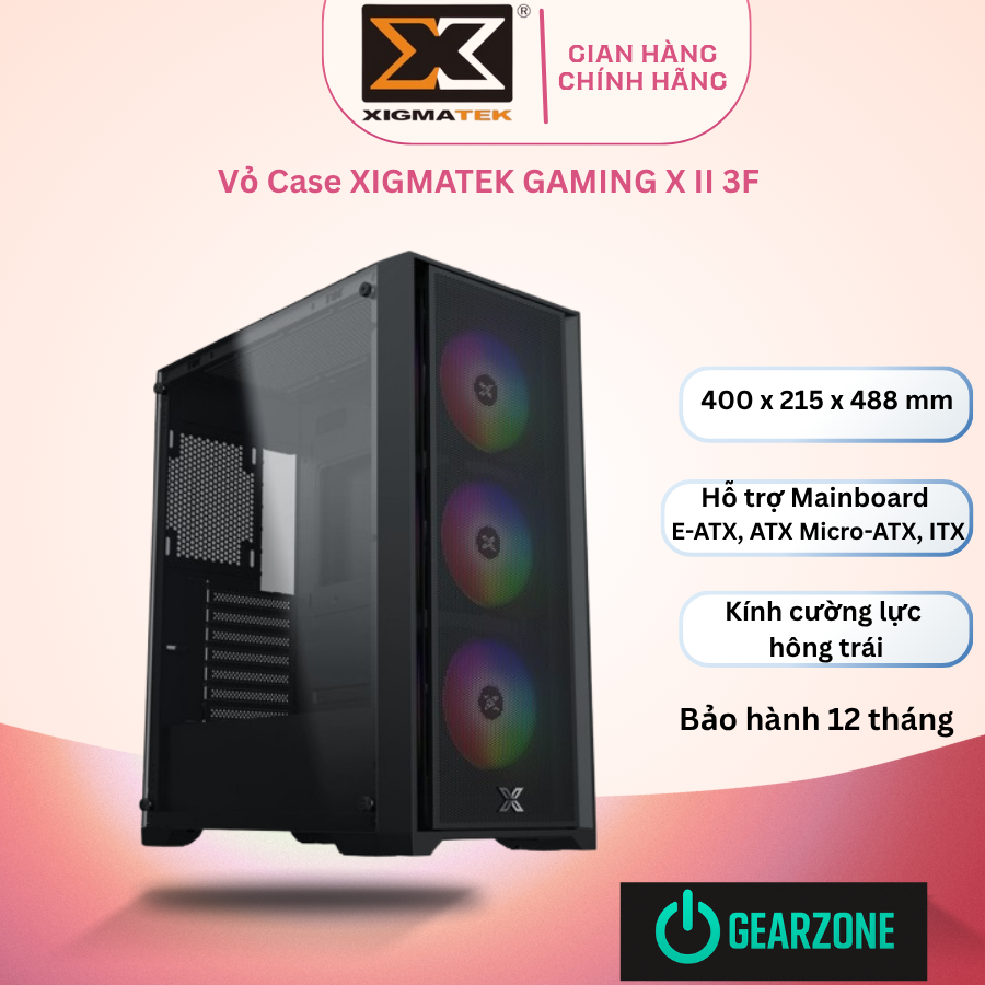 VỎ CASE XIGMATEK GAMING X II 3F – GAMING ATX KÈM 3 FAN RGB – CHÍNH HÃNG