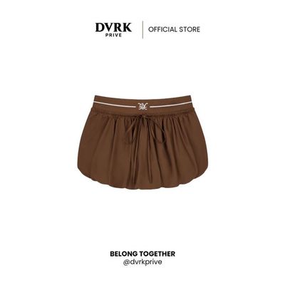 Chân Váy Bí Dáng Ngắn Bồng Xòe Đai Thun Màu Nâu-DVRK-25W