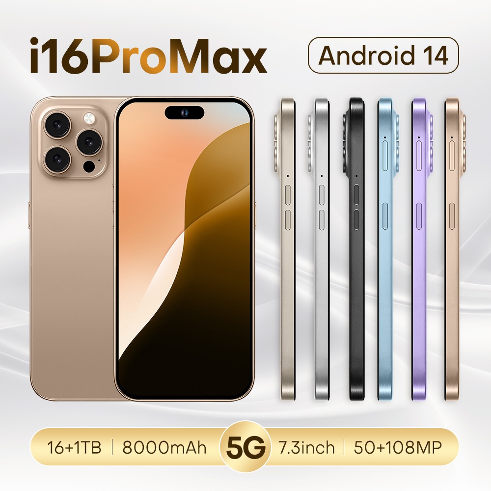 [COD] Diện thoại chính hãng giá rẻ I16 Pro Max Mạng 3G/4G/5G Hỗ Trợ Bluetooth  dual SIM pin 16GB+1TB