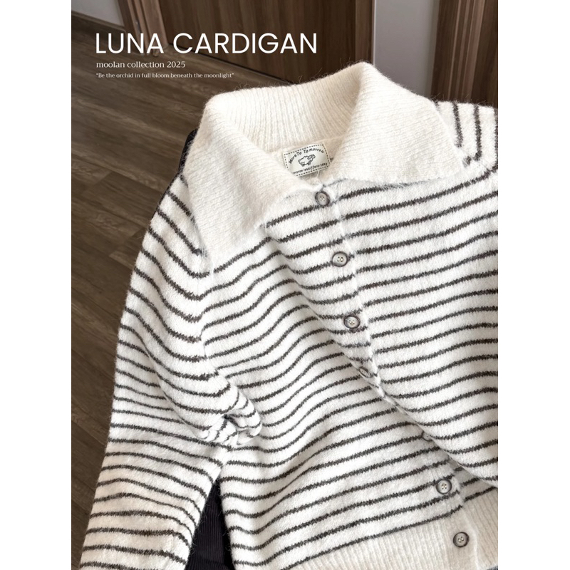 Áo Cardigan có cổ hoạ tiết kẻ ngang - LUNA CARDIGAN